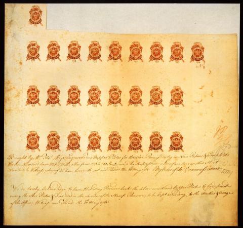 Stamp Act-One-Penny Stamps, 1765     