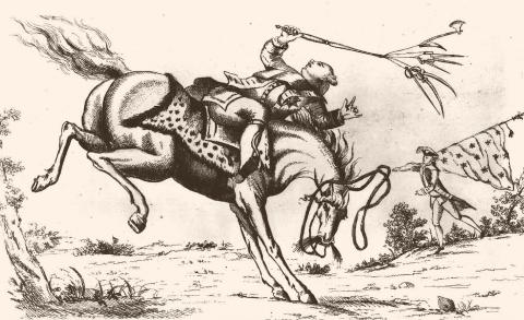 The Horse America, Throwing His Master - 1779 Cartoon