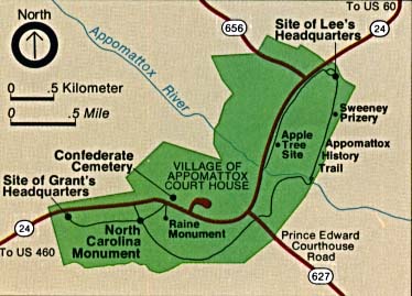 appomattox map lee grant court courthouse surrender house national maps virginia war civil general 1865 robert battle park locator va