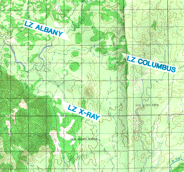 Map Depicting Landing Zones Ia Drang Battle