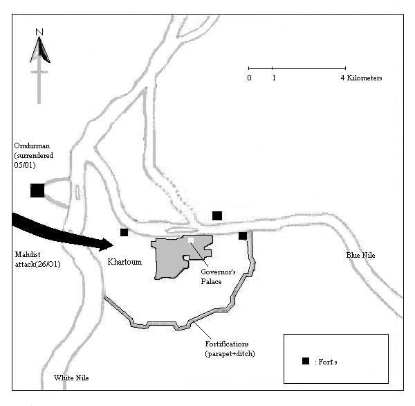Map Showing Siege of Khartoum