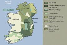 Ireland - Historic Map with Political and Geographical Borders