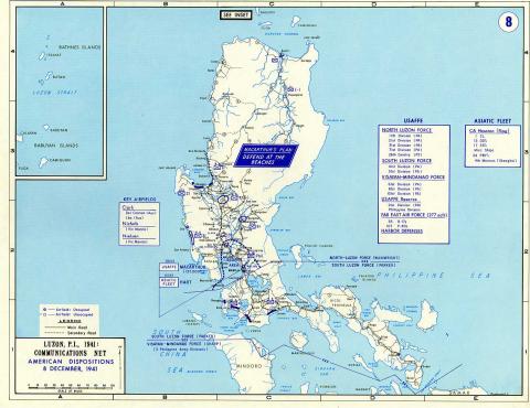 Map - American Forces in Philippines, 12/8/1941