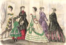Colored fashion plate-Godey's Lady's Magazine, 1869