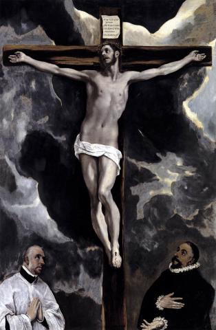 El Greco - Christ on the Cross Adored by Two Donors Crimes and Criminals Philosophy Visual Arts