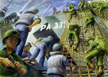 Painting of Marines Dropping Down the Sides of Vessels