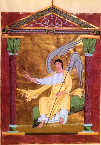 Angel on the Tomb - 11th Century Illumination from Pericopes of Henry II Philosophy Medieval Times Visual Arts