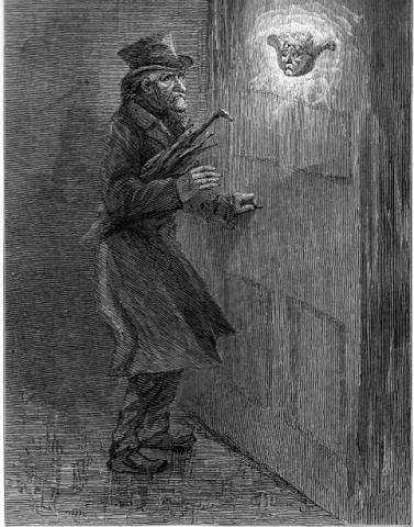 Scrooge Sees Marley's Face in the Door Knocker Visual Arts Victorian Age Famous People Fiction