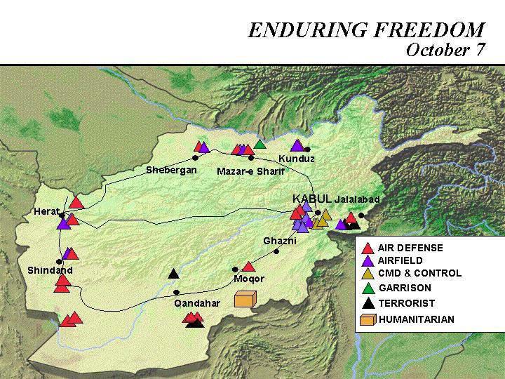 On The 7th Of October 2001 America And Britain Launched An Attack On Taliban Controlled Afghanistan As A Response To The Events Of September 11 This Map D