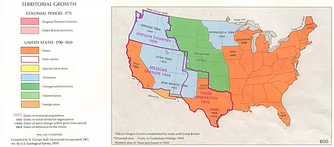 Map of the United States Depicts Territorial Growth