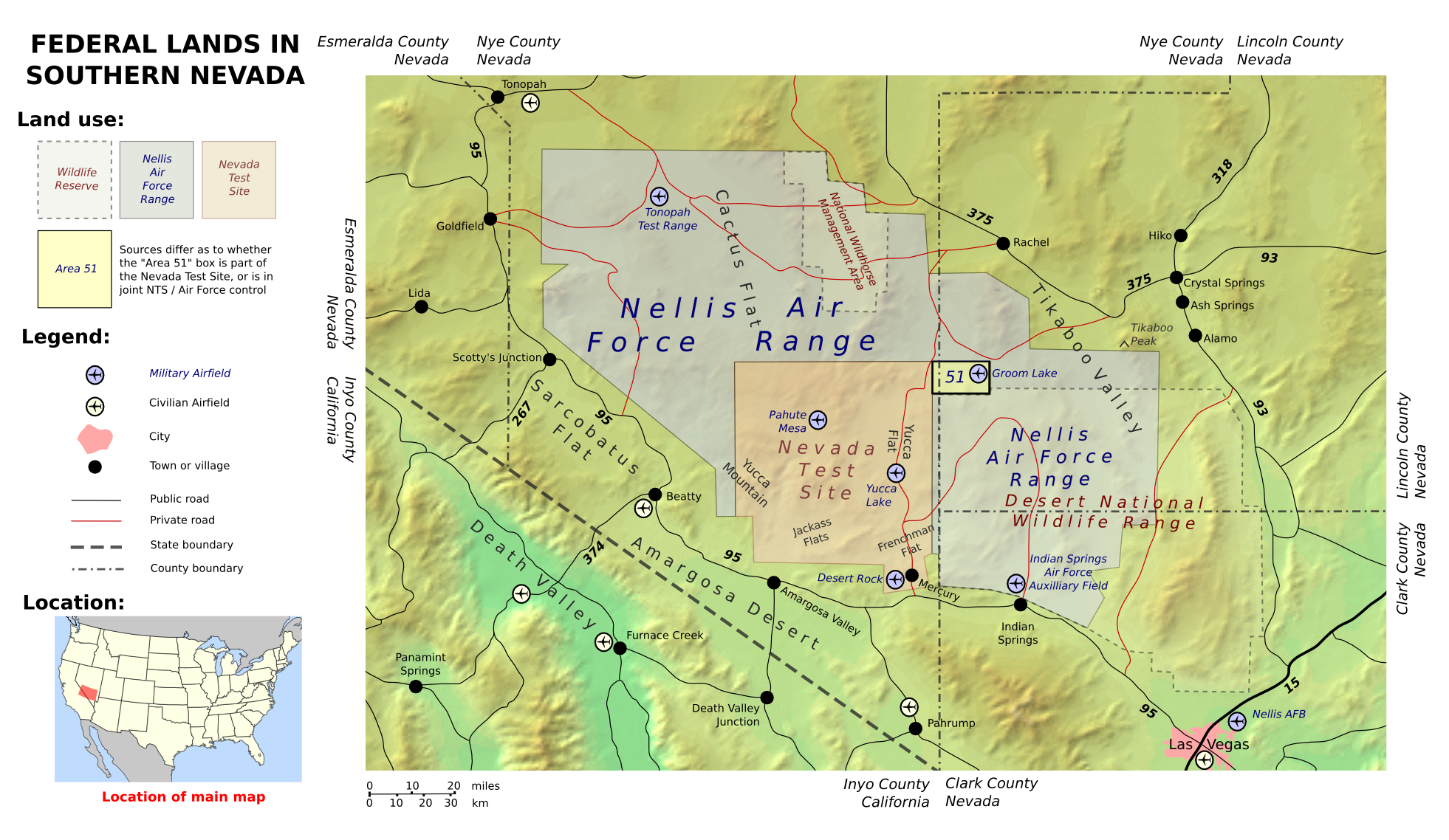 Federal Lands - Location of Area 51