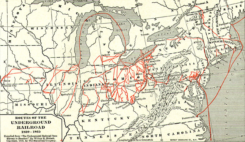 Routes of the Underground Railroad - Map
