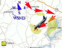 Route of Flight 93 to the Pennsylvania Crash Site