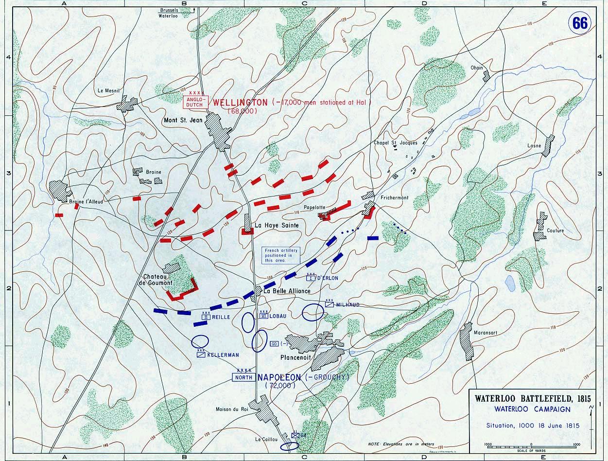 Map - Waterloo Battlefield, 1815