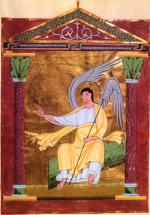 Angel on the Tomb - 11th Century Illumination from Pericopes of Henry II