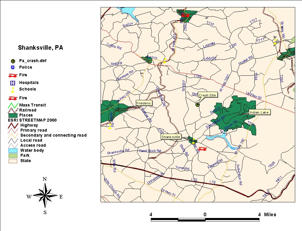 Flight 93 Map Depicting Location of Crash Site