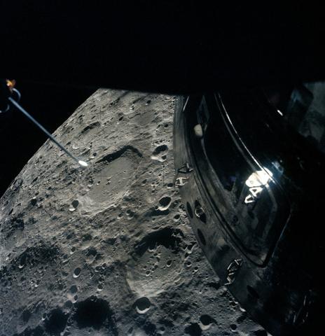 Apollo 13 - Moon View from a LM Window American History Disasters Famous Historical Events Famous People Film Aviation & Space Exploration STEM Tragedies and Triumphs Visual Arts