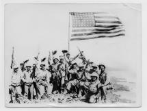 Marines Pose for Joe Rosenthal Atop Mt. Suribachi
