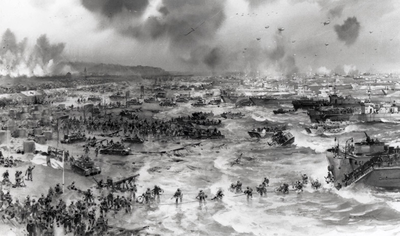 of Allied forces landing on the beaches of Normandy during D-Day ...