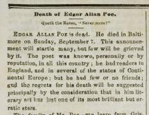 Obituary of Edgar Allan Poe Written by Rufus Griswold