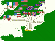Routes From the English Coast to the Picadilly Circus Location