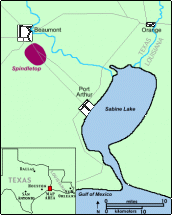 Map: Beaumont, Texas and Spindletop