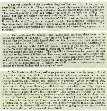opinion treaty versailles report war wwi did document cab end armistice regarding attitudes reveals american
