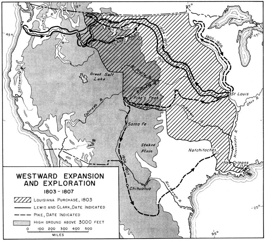 Map Depicting Westward Expansion And Exploration