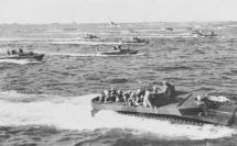 Wave of Troops Coming Ashore to Iwo Jima