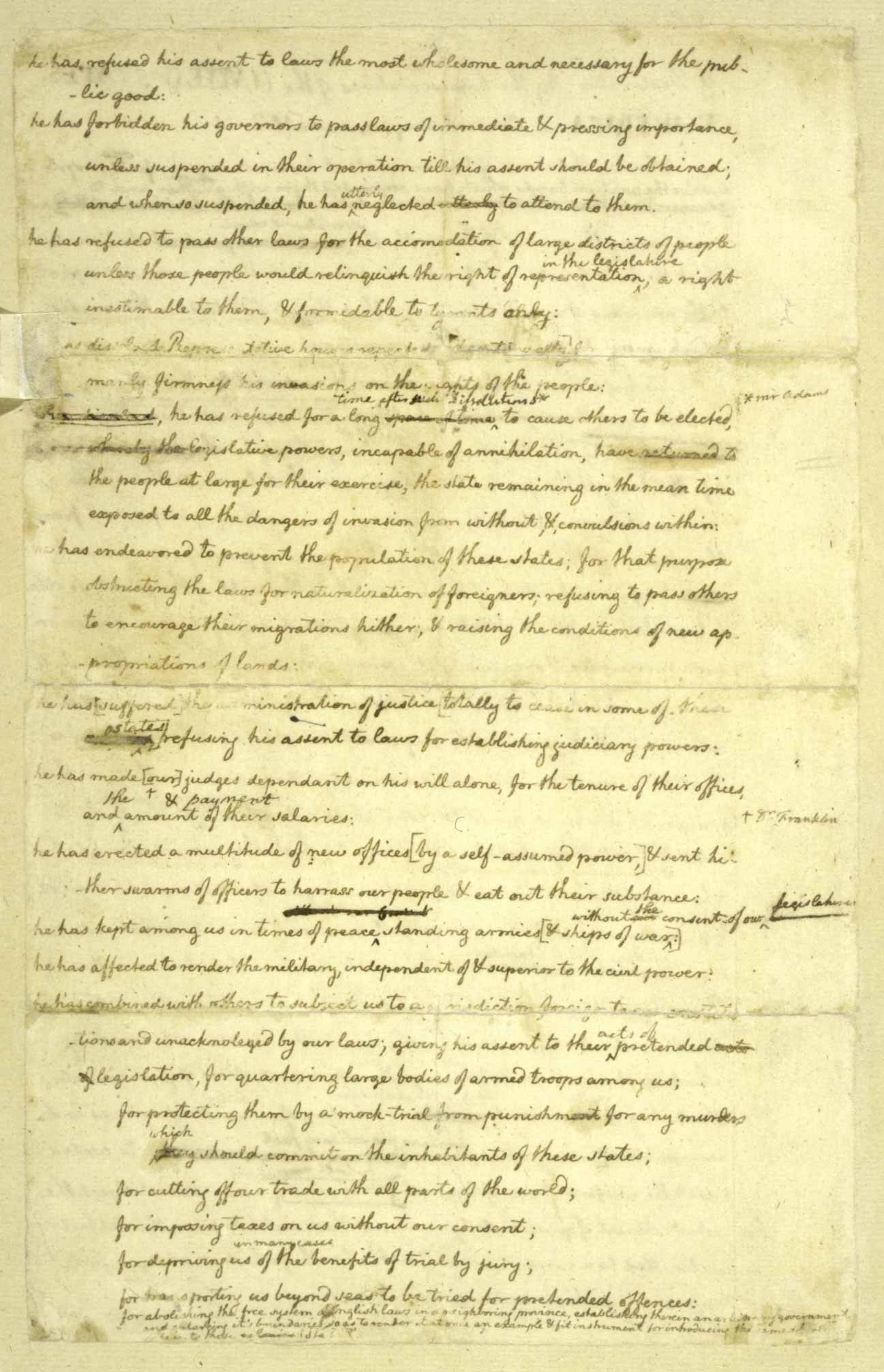 Declaration of Independence Grievances Against the King