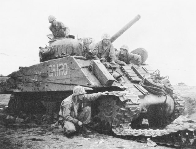 Tanks in Iwo Jima were Disabled by Japanese-planted Mine Fields
