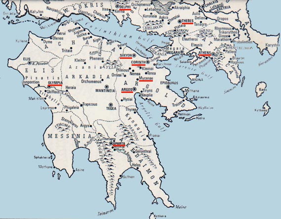 Map of the Peloponnese  Ancient maps, Infographic map, Greece map