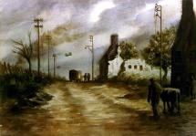 View of the Barrage Balloons from the Village