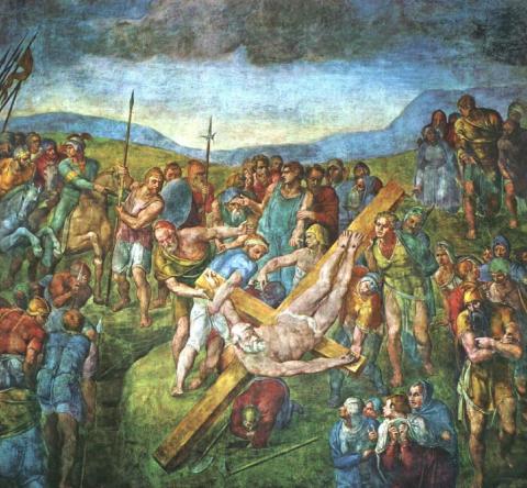 Martyrdom of St. Peter - Michelangelo Philosophy Biographies Trials Visual Arts