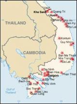 Map Depicting Combat Areas in the Tet Offensive Operations
