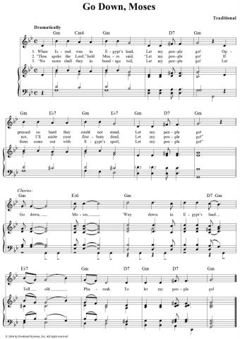 Sheetmusic for "Go Down Moses"