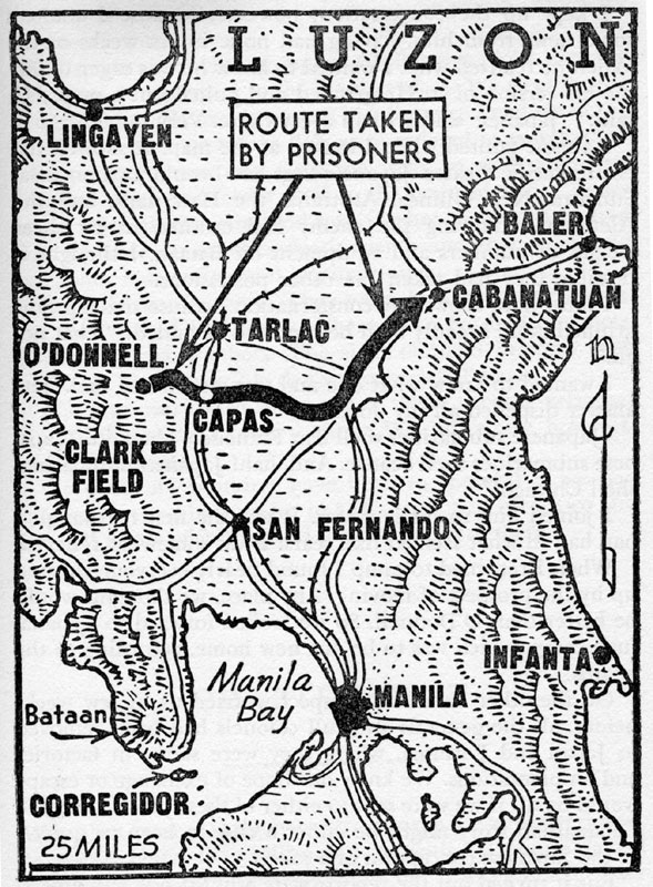 Map Showing San Fernando Bataan Death March