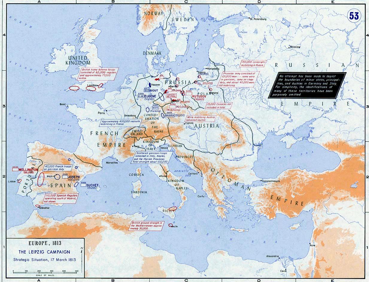 Leipzig Campaign, Map of Europe 1813