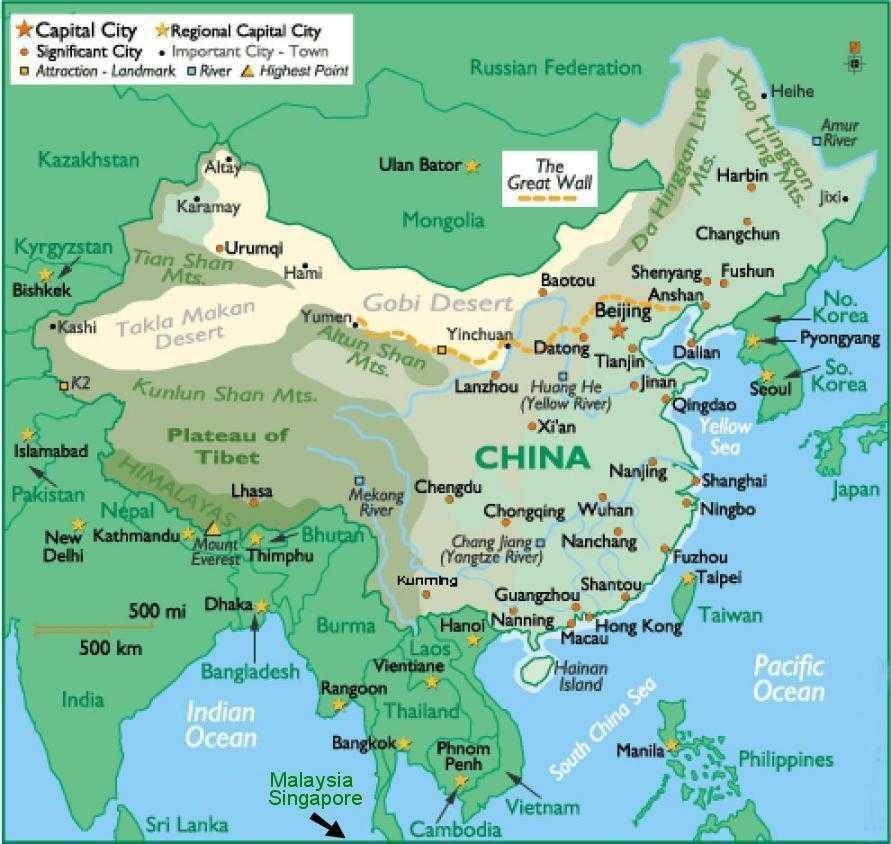 Map Of China And Surrounding Countries