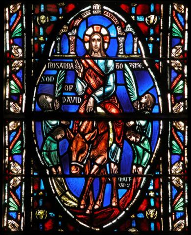 Triumphal Entry in Stained Glass Visual Arts Philosophy